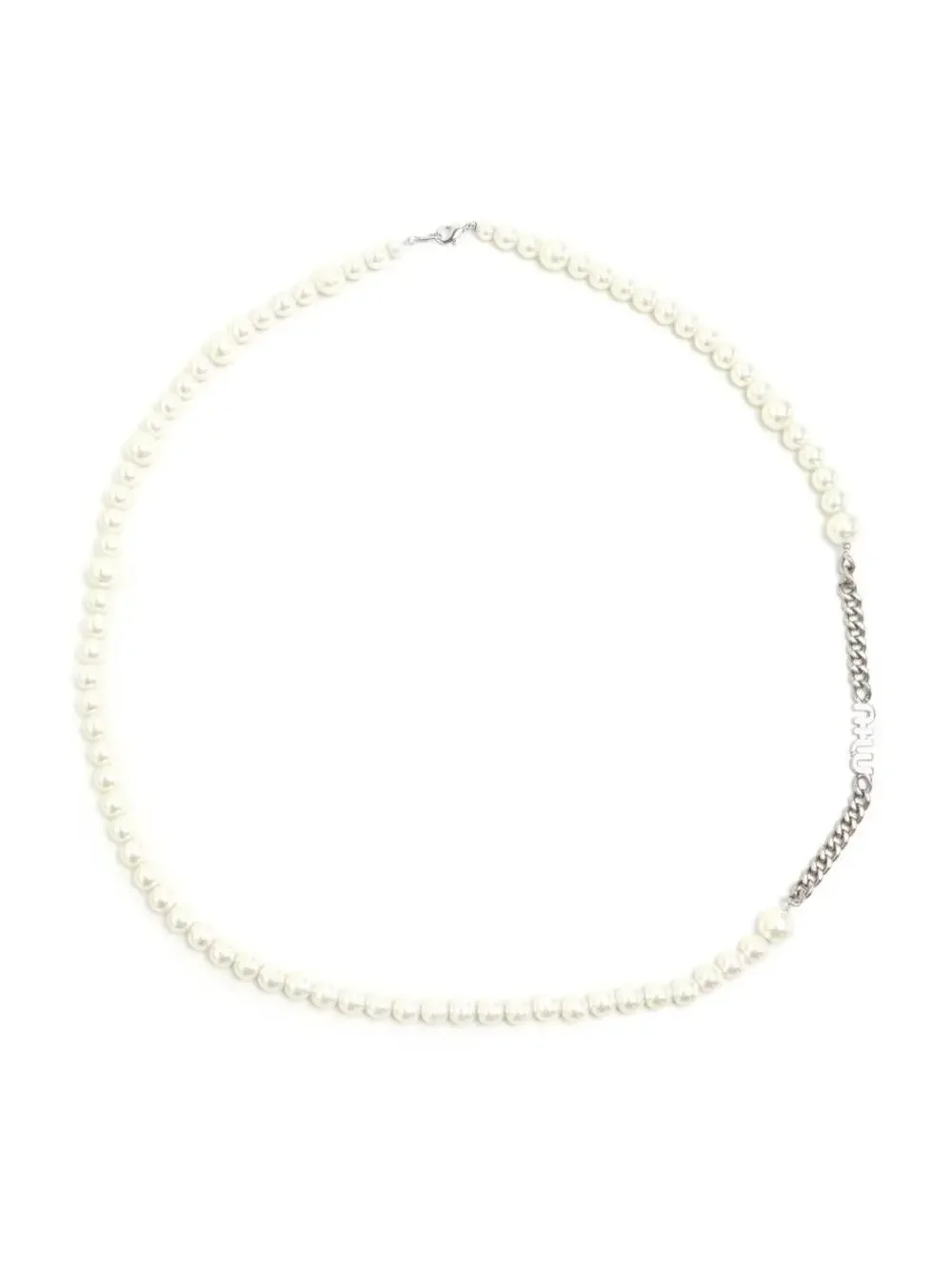 Auth Miumiu Necklace White/Silver Faux #329703M38B